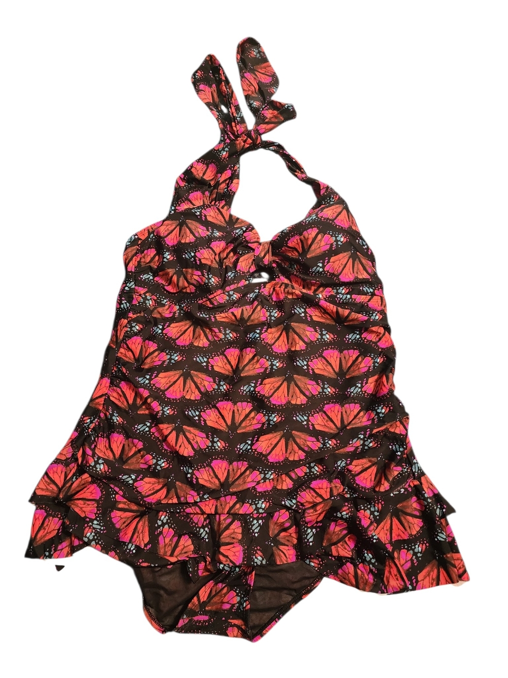 torrid Black Swimdress with Pink & Orange Butterfly Print